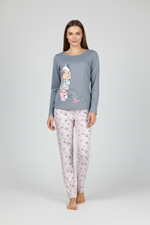 Дамска пижама сиво-розова