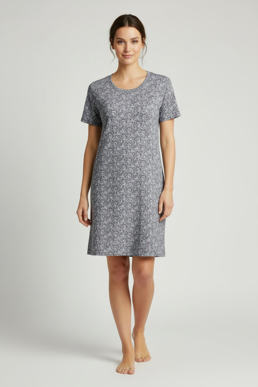 Нощница с пейсли десен - над коляното