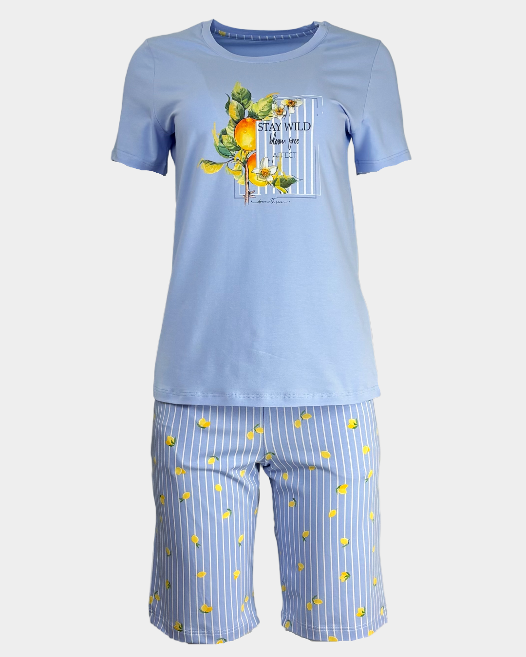 Лятна дамска пижама "Blue citrus bliss"