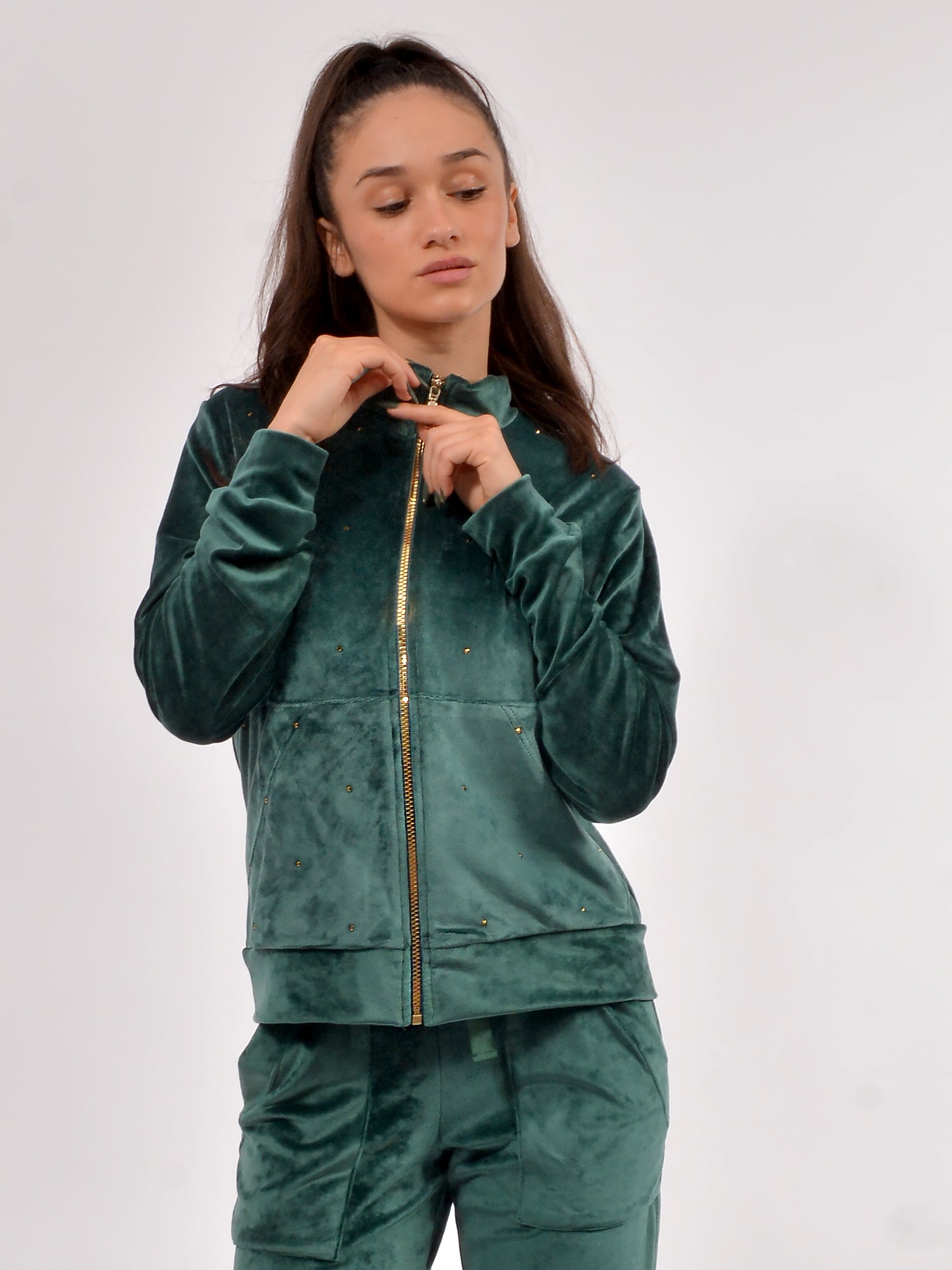 Дамски Домашен Комплект от плюш с цип "Petrol"