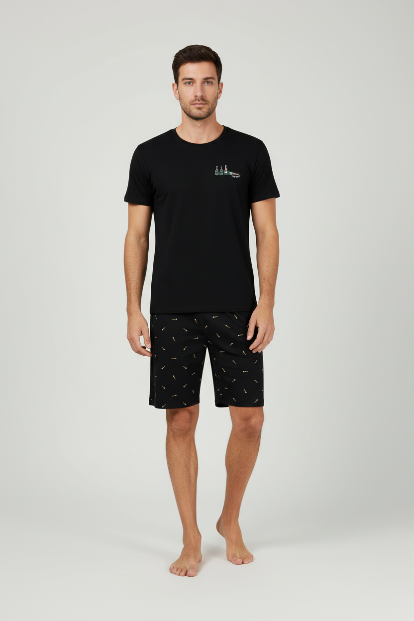 Мъжка черна пижама Black Lounge на модел