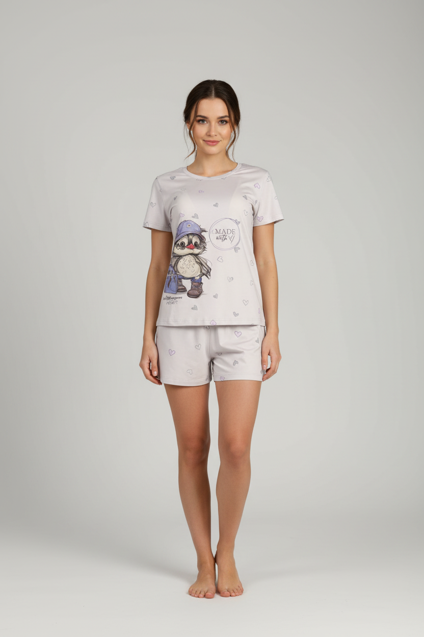 Дамска лятна пижама с пингвин