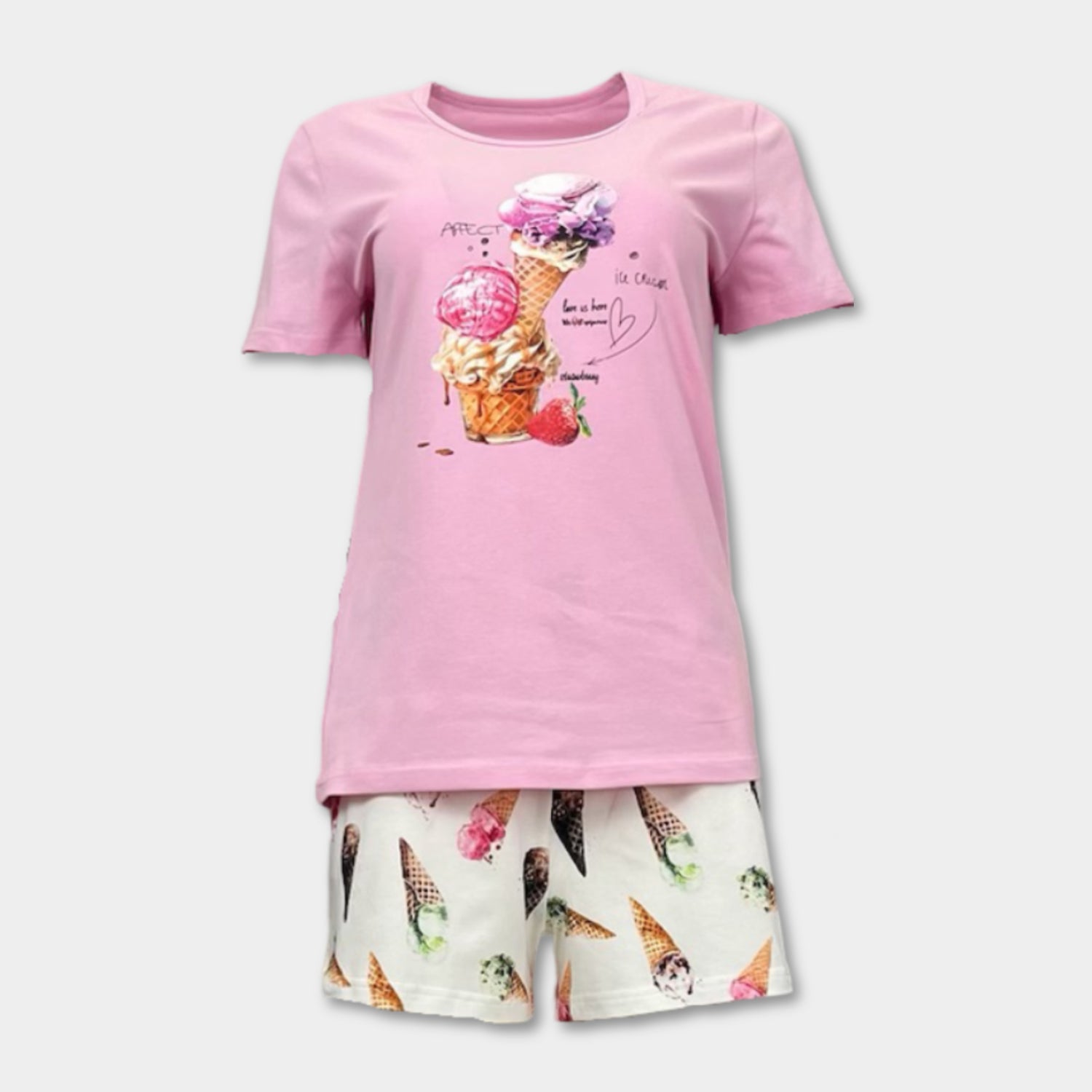 Лятна дамска пижама "Strawberry ice cream"