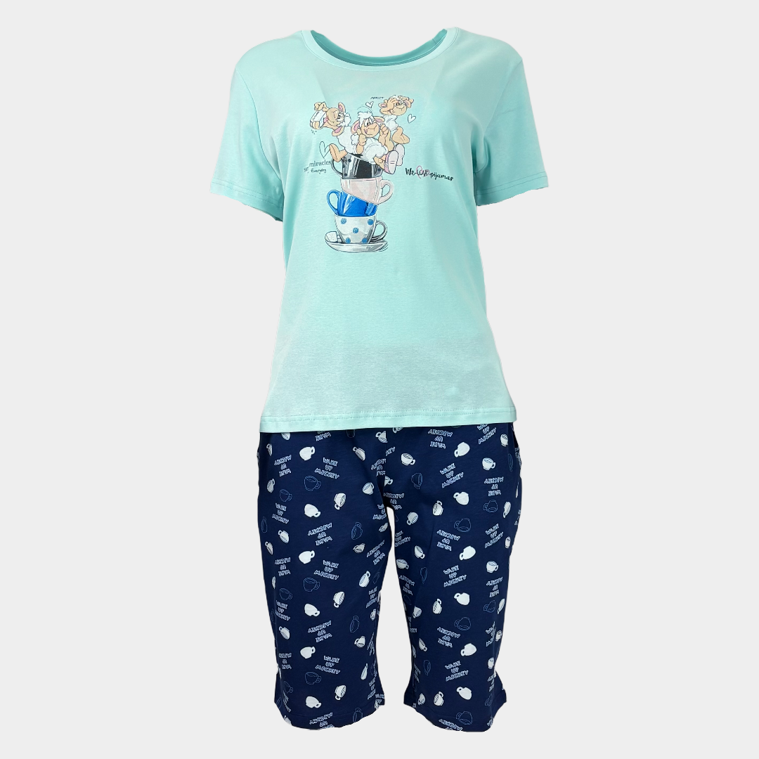 Лятна дамска пижама "Coffee cup"