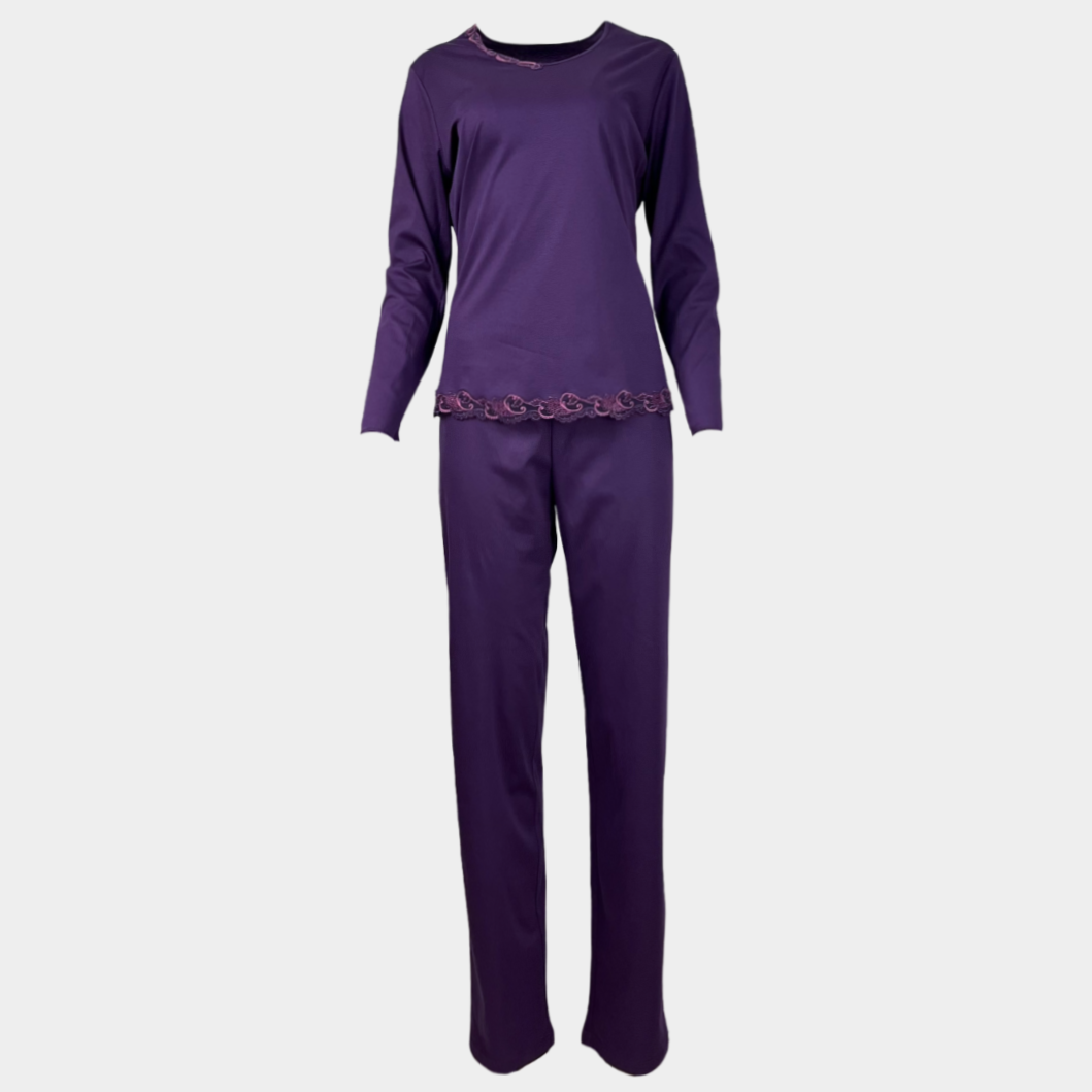 Дамска Пижама от Памук с Дантела "Purple"