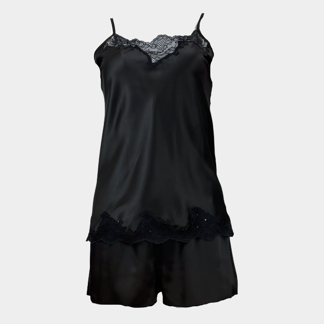 Summer satin women's pajamas "Black magic"