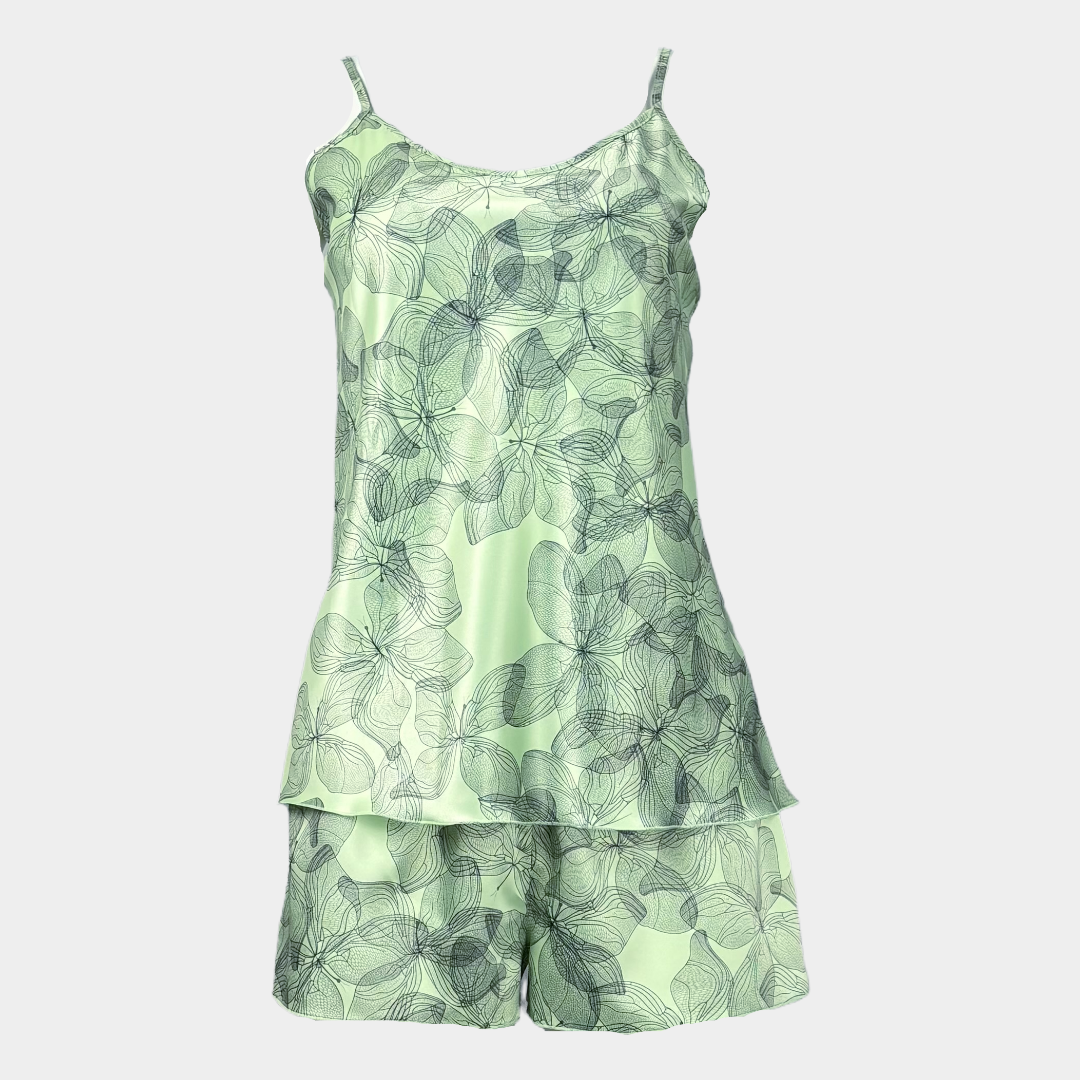 Лятна сатенена дамска пижама"Midnight mint"