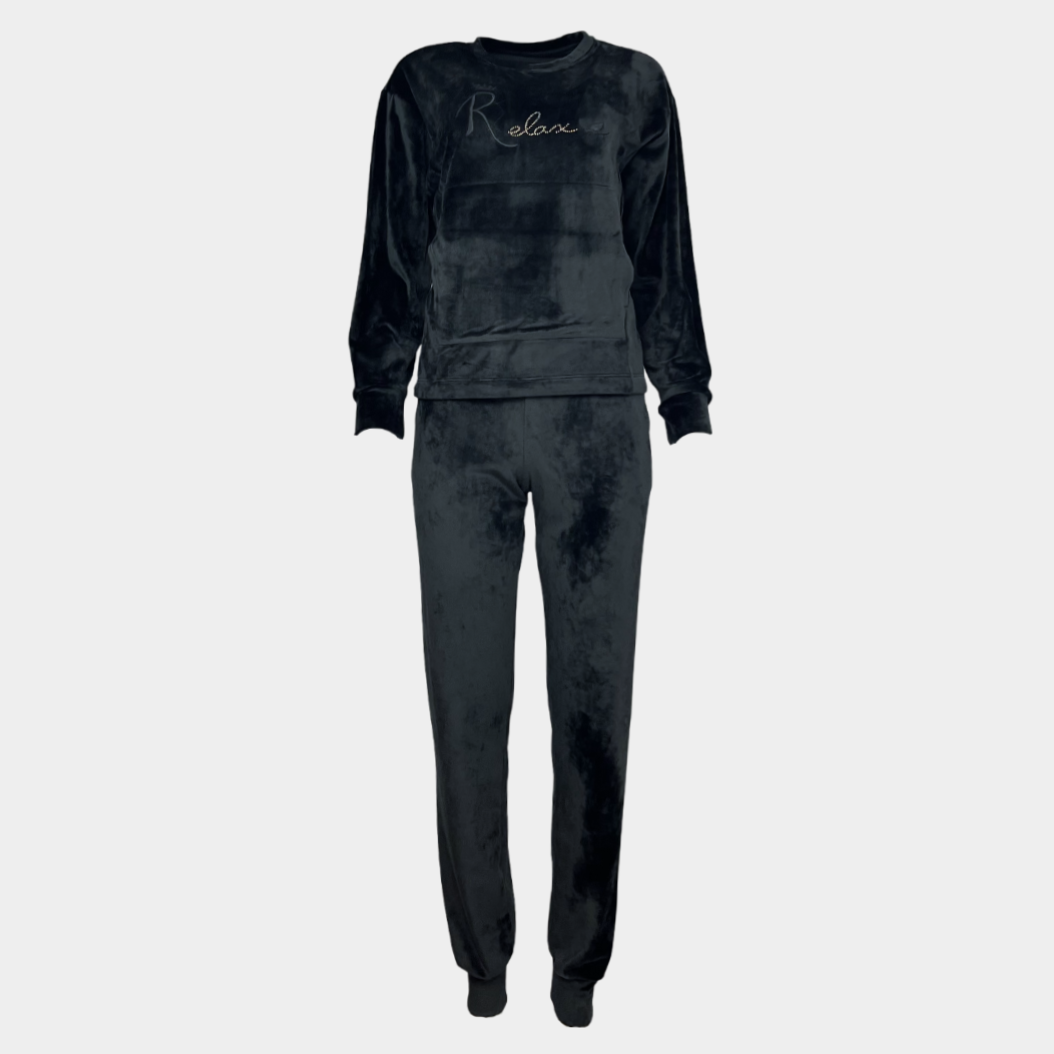 Дамски Домашен Комплект от плюш "Relax in Black"