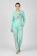 Жена в ментова пижама Fun Day с каре панталони