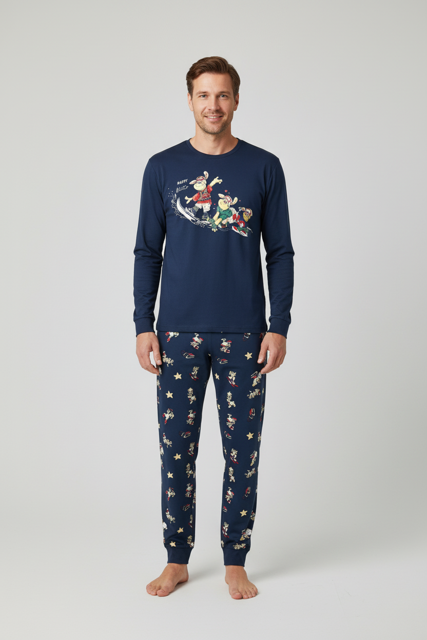 Мъж в тъмносиня пижама Happy Winter