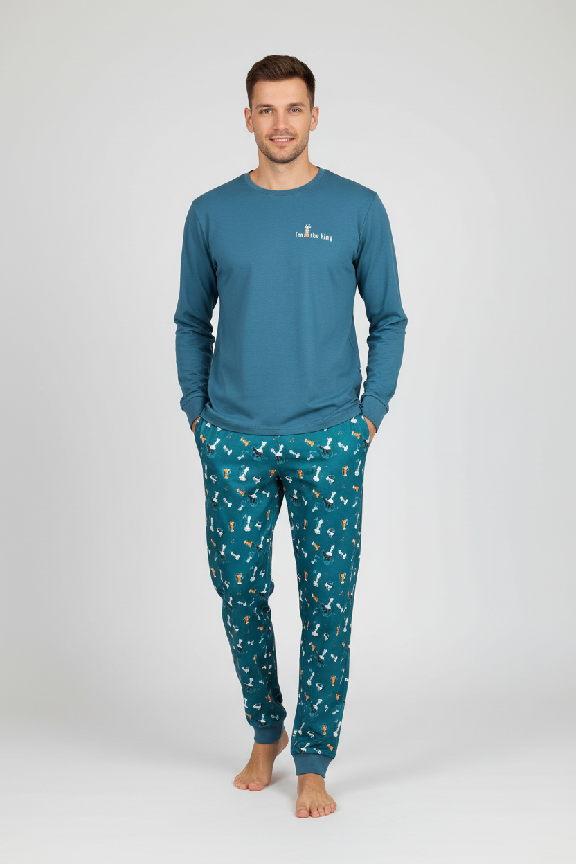 Мъж в пижама i'm the king с маншети