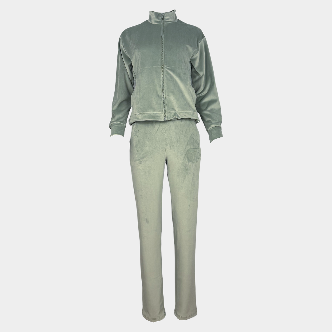 Дамски Домашен Комплект от плюш с цип "Мента"