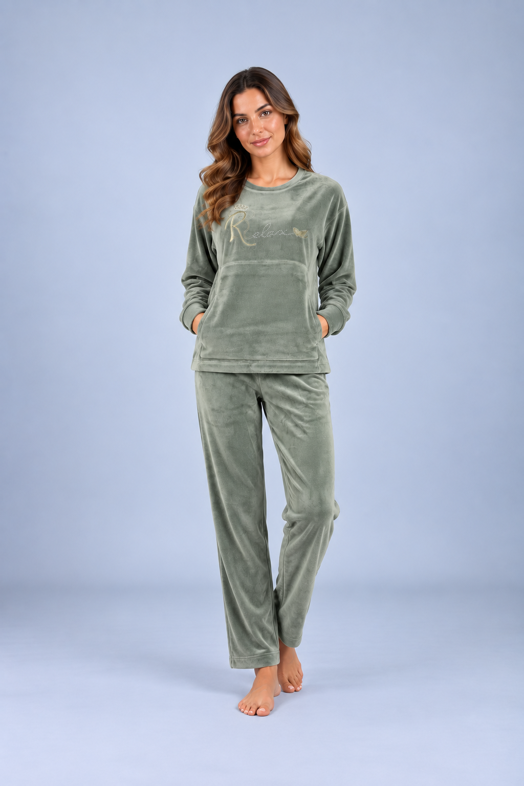 Дамски Домашен Комплект от плюш "Relax in Mint"