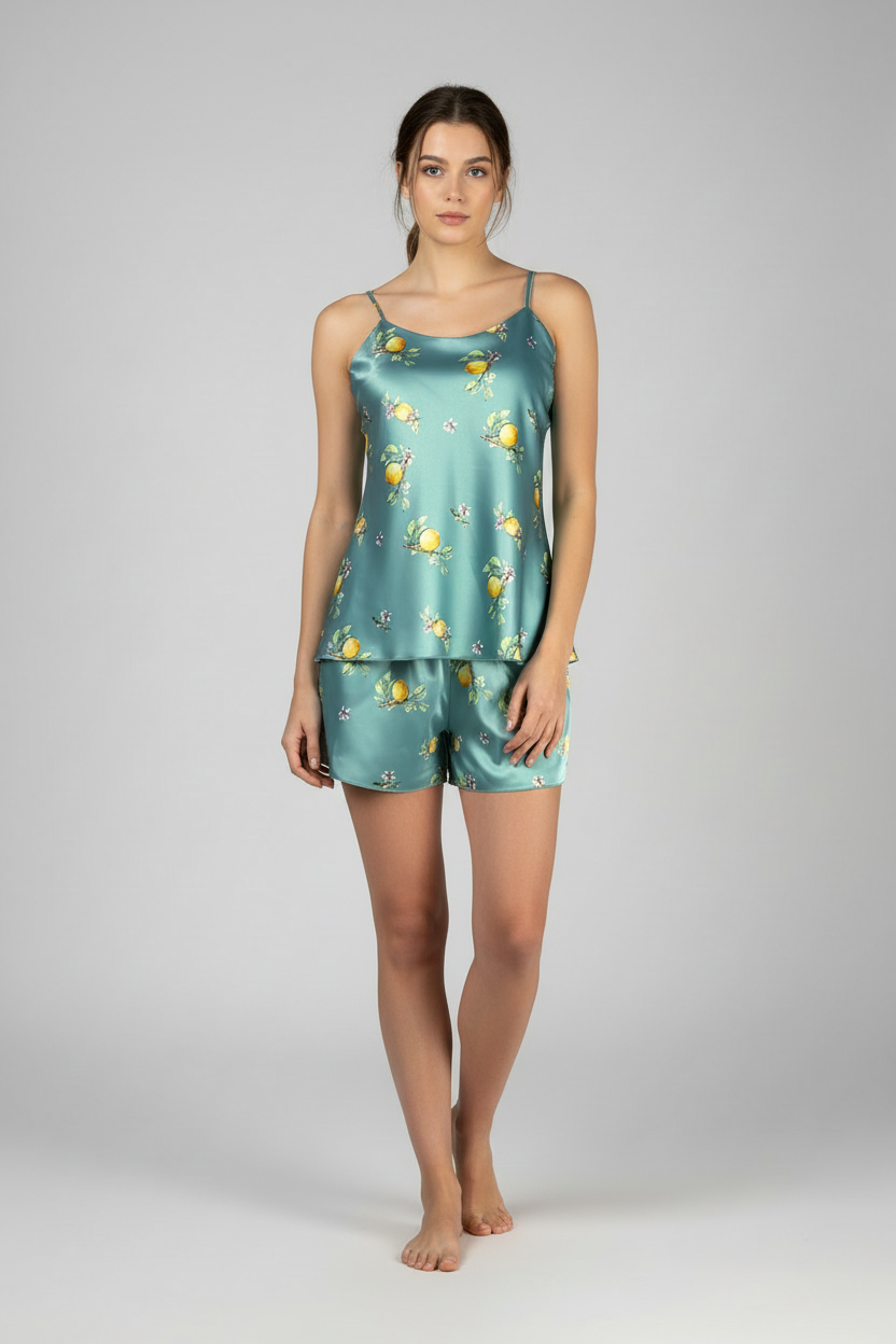 Сатенена лятна пижама Lemon Dream на модел