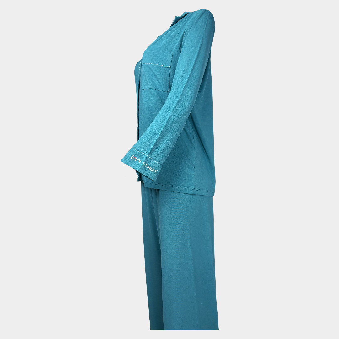 Луксозна Дамска Пижама "Love stories in petrol"