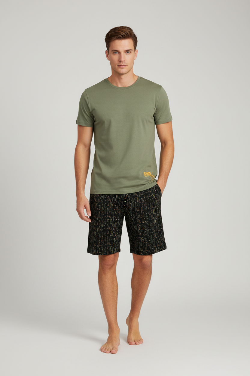 Мъжка лятна пижама зелена