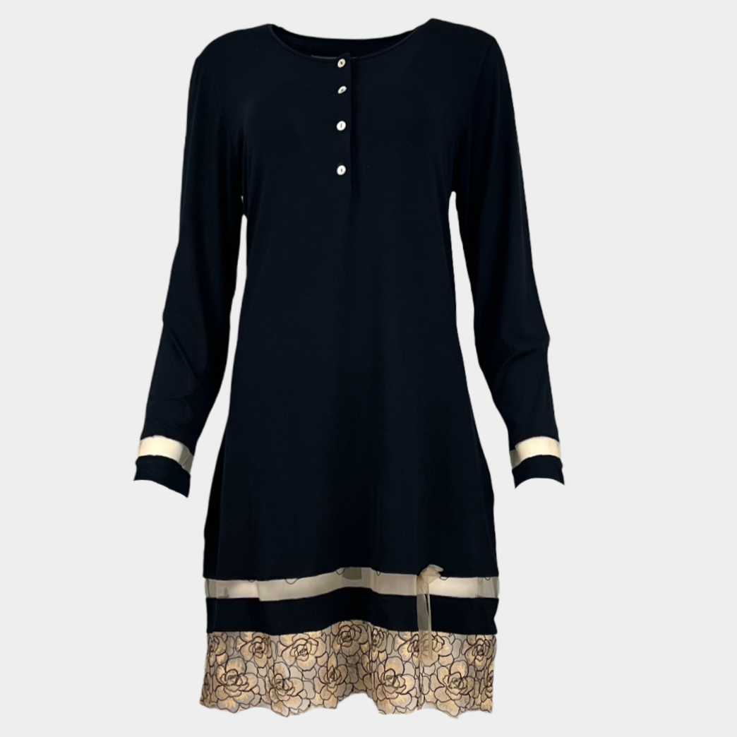 Дамска нощница с дълги ръкави "Black night"