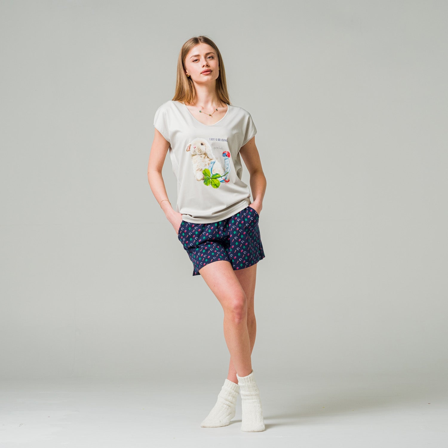 Лятна дамска пижама "Luck is believing"