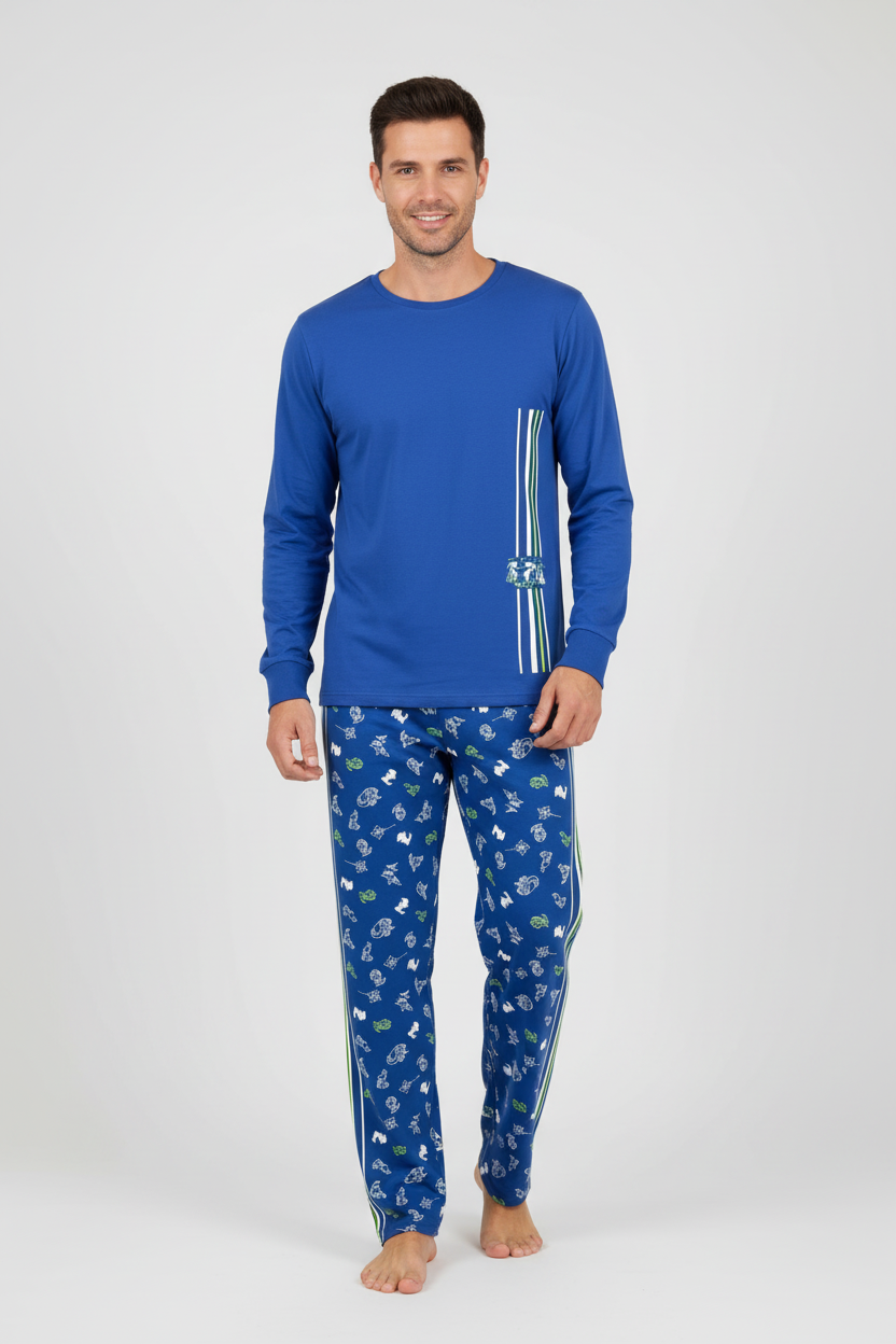Мъж в синя пижама Time for smiles - еднакъв цвят