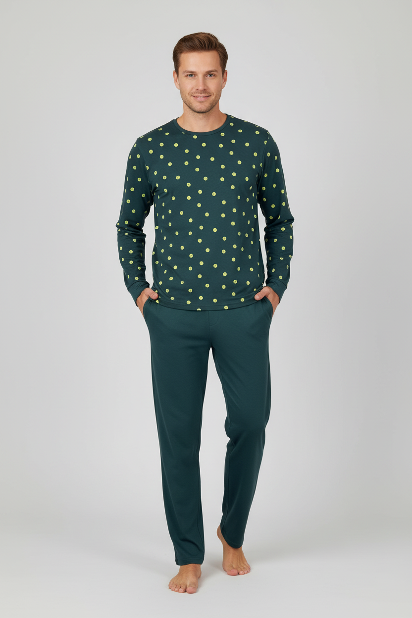Мъж в тъмнозелена пижама Time for tennis - нов модел