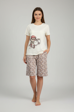 Women's pajama set with owl and alarm clock